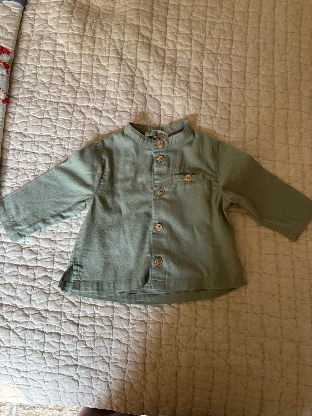 Baby Petite Lucette Paris Sage Green Button-Front Top